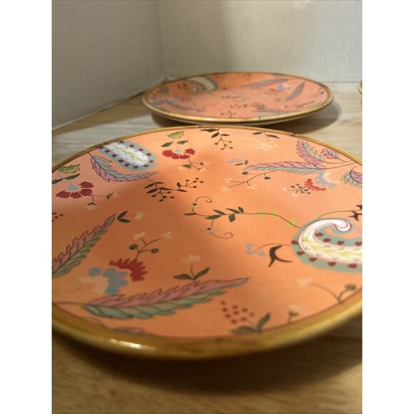 Set (4) Tracy Porter 9” Salad Plate Artesian Road Collection Hand Painted Orange - Picture 6 of 12